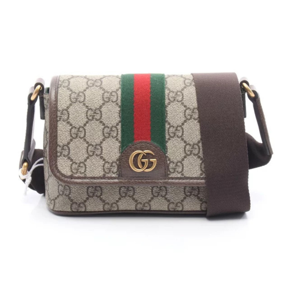 Gucci Ophidia GG Supreme Shoulder Bag Canvas Leather Beige Cream Brown
